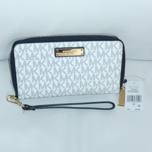 Michael Kors wallet navy blue white w/ gold hardwr